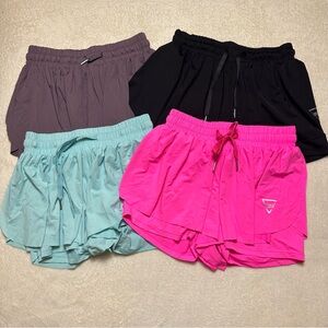 Women’s 2 in 1 Athletic Shorts Flowy Running Butterfly Shorts Bundle of 4 XS